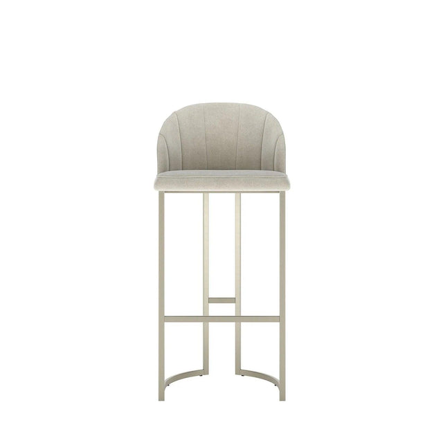 Banqueta Alta de Aço Beverly - Champanhe - Champanhe c/ Linho Mescla Cru - Linked 200 02