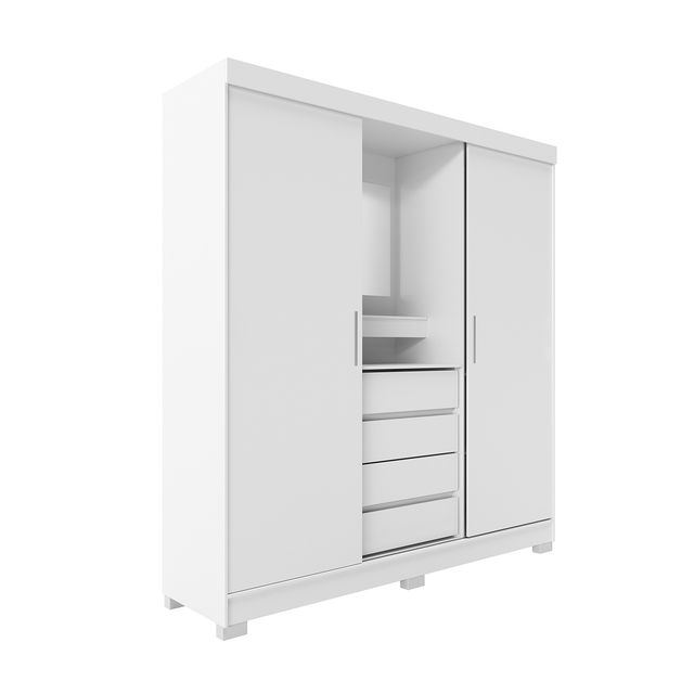 Guarda-Roupa 2 Portas de Correr c/ Espelho Italo 184cm Carvalho Off White