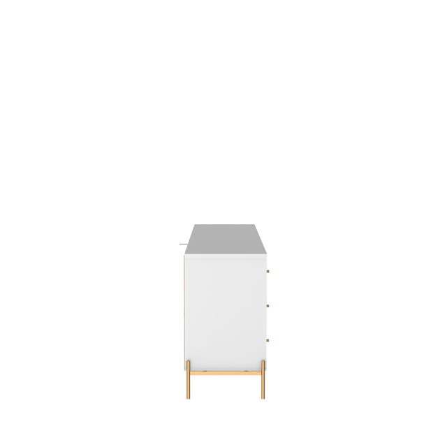 Cômoda 6 Gavetas Jasper 182 cm Branco Gloss com Dourado