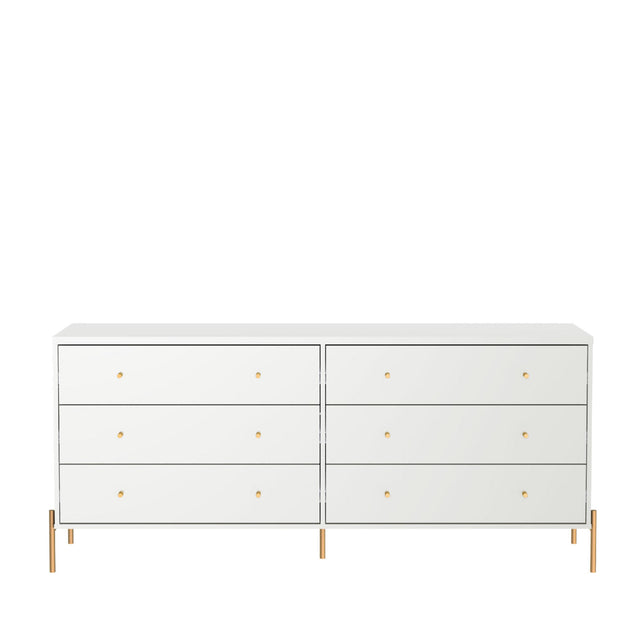 Cômoda 6 Gavetas Jasper 182 cm Branco Gloss com Dourado
