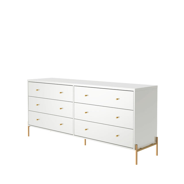 Cômoda 6 Gavetas Jasper 182 cm Branco Gloss com Dourado