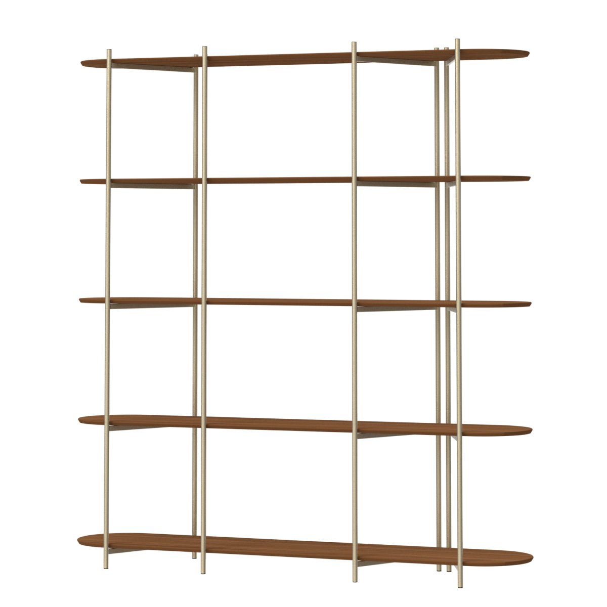 Estante 5 Prateleiras Aço com MDF Enya 180cm Canella com Champanhe