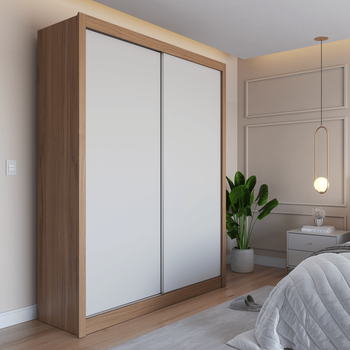 Guarda-Roupa Casal 2 Portas de Correr 4 Gavetas Montclair 186cm