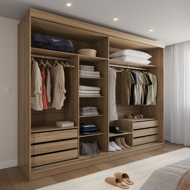 Guarda Roupa Casal 2 Portas de Correr c/ Espelho Gavino 238cm Branco