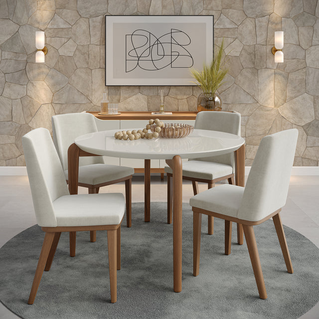 Mesa de Jantar Donatella para 4 lugares com vidro - Redonda 115cm