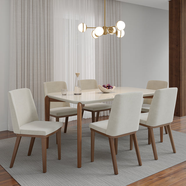Mesa de Jantar Donatella para 6 lugares com vidro - Retangular 160cm