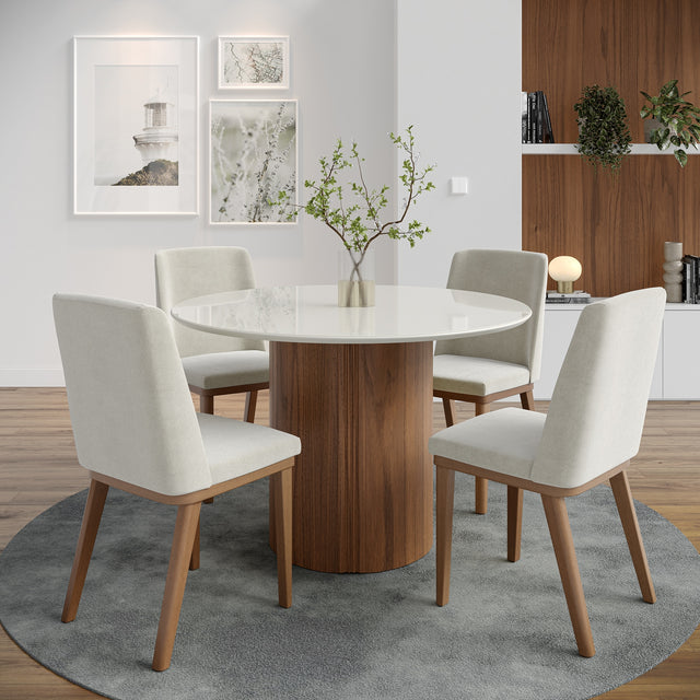Mesa de Jantar Kalina 115cm Redonda com Vidro