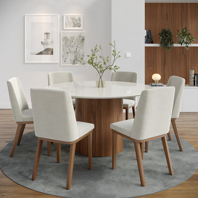 Mesa de Jantar Kalina 135 cm Redonda com Vidro
