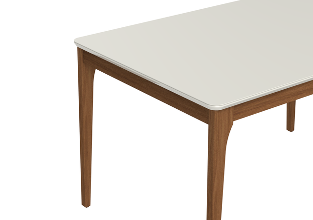 MESA ELLA 1.35 C/ VIDRO OFF WHITE / CANELLA