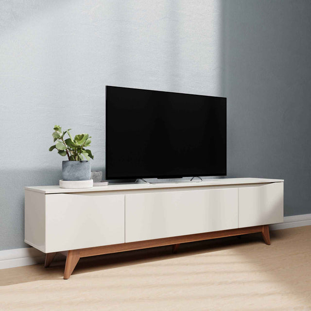 Rack Flynt para TVs até 75 Polegadas 3 Portas 184cm Preto com Natural