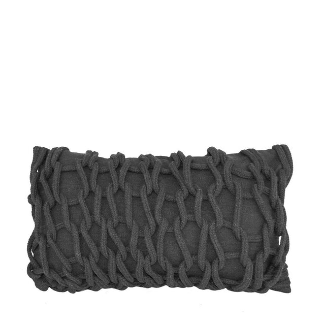 Almofada Sapé Macro Crochê Preta 50 x 30 cm