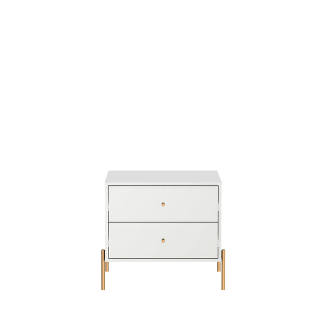 Mesa de Cabeceira Jasper 64 cm - Branco Gloss c/ Dourada
