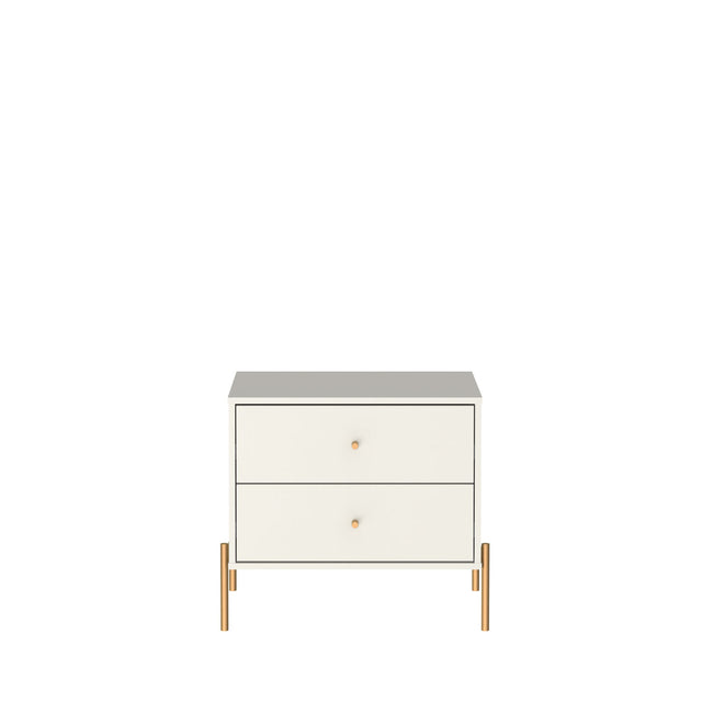 Mesa de Cabeceira Jasper 64 cm - Branco Gloss c/ Dourada