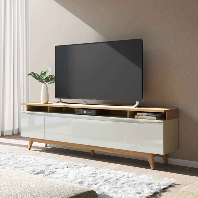 Rack Flynt ST para TVs até 75 Polegadas 3 Portas 220 cm Off White com Canella
