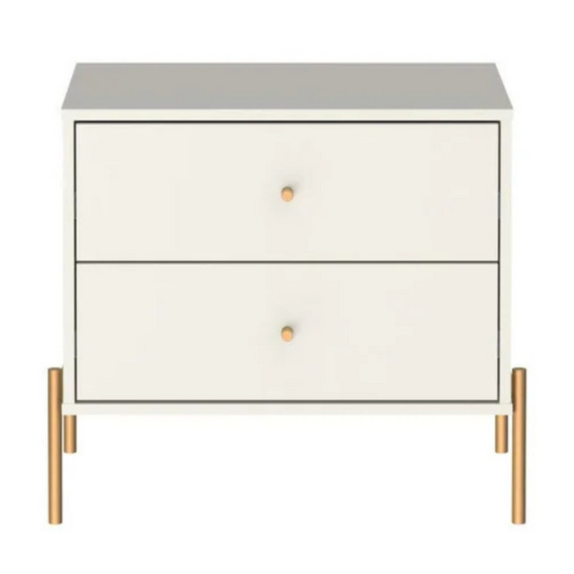 Mesa de Cabeceira Jasper 64 cm Branco Gloss com Dourado