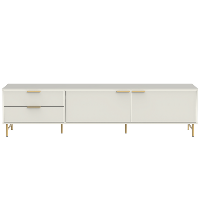 Rack para TVs até 75 Polegadas Yves 220cm Off White Fosco com Dourado