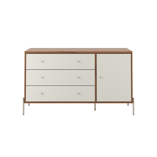 Cômoda com 3 Gavetas e 1 Porta Jasper 138 cm Canella e Off White com Champanhe