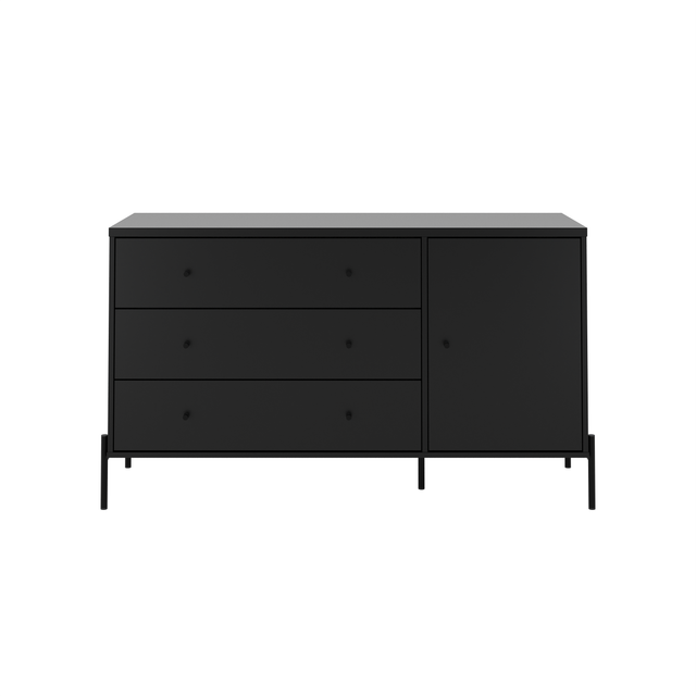 Cômoda com 3 Gavetas e 1 Porta Jasper 138 cm Preto Fosco