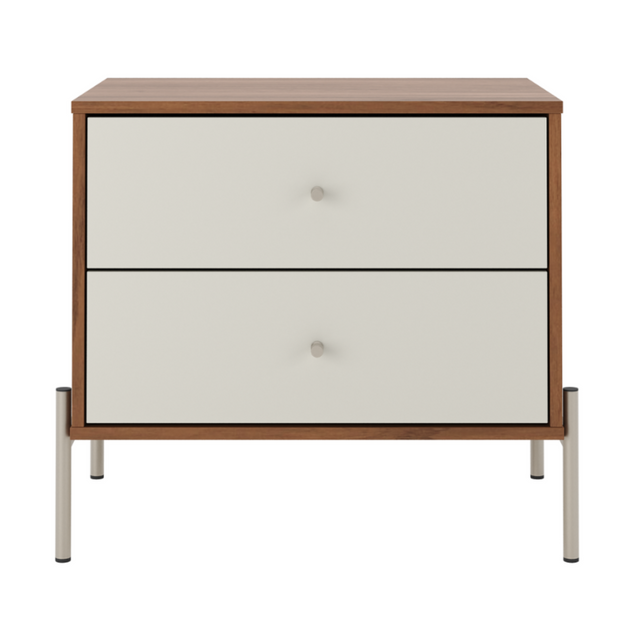 Mesa de Cabeceira Jasper 64 cm Branco Gloss com Dourado