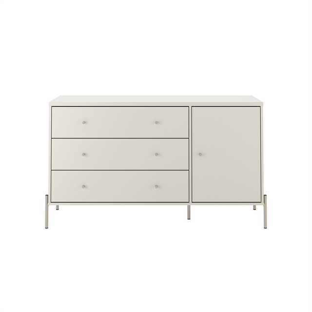 Cômoda com 3 Gavetas e 1 Porta Jasper 138 cm Off White com Champanhe
