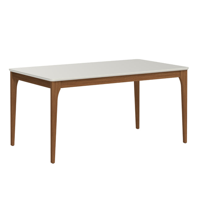 Mesa de Jantar Ella Retangular 160cm com Vidro Off White c/ Canella