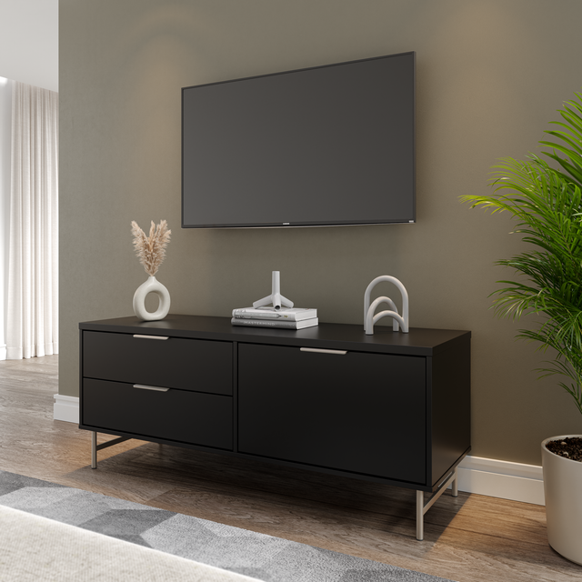 Rack para TVs até 50 Polegadas Yves 135 cm Off White Fosco com Dourado