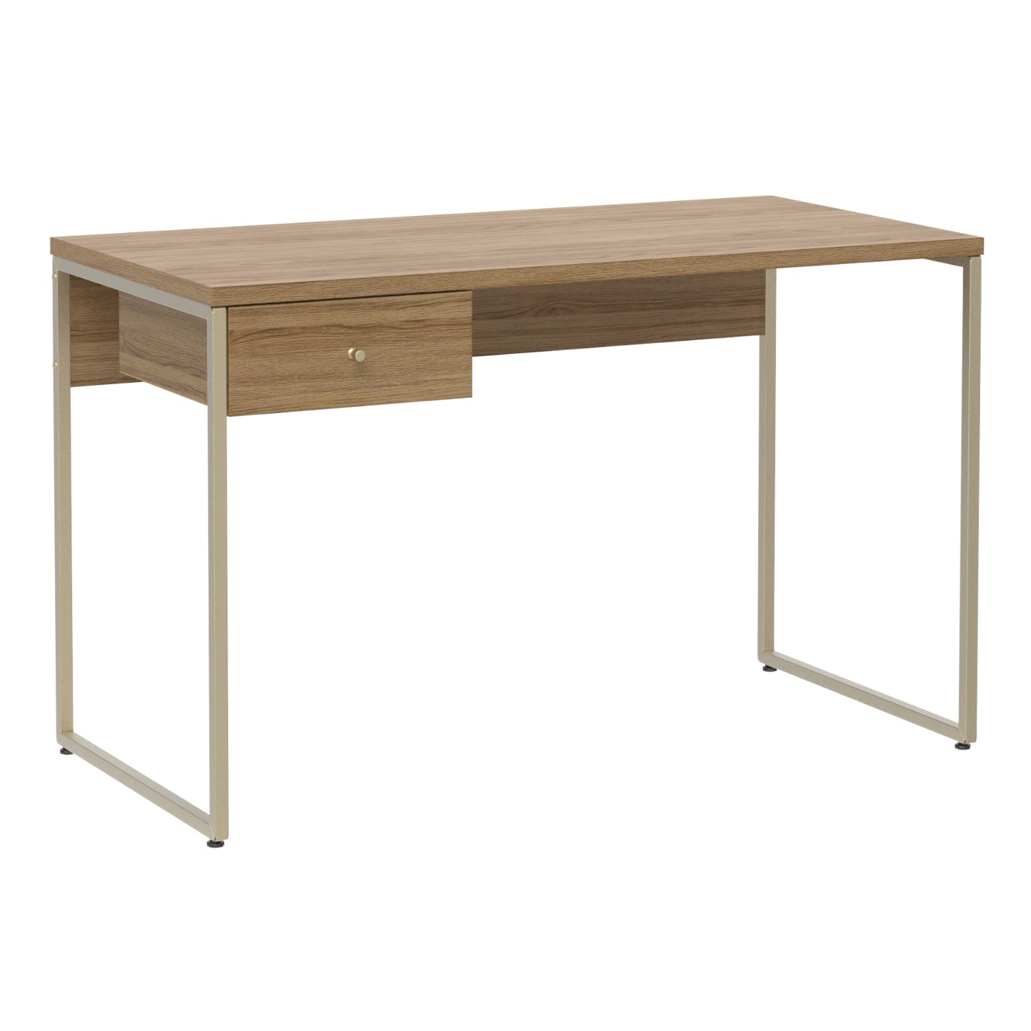 Escrivaninha com 1 Gaveta Voss 120 cm - Freijó c/ Champanhe