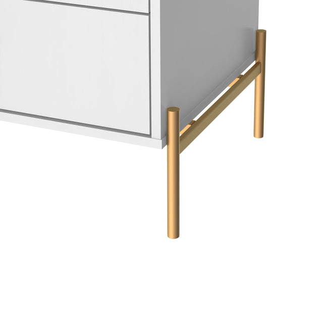 Cômoda com 3 Gavetas e 1 Porta Jasper 138 cm Canella e Off White com Champanhe