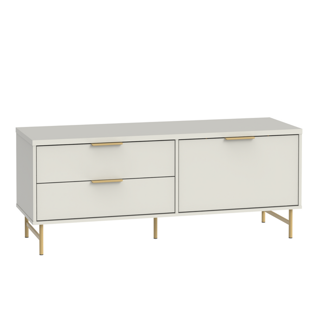 Rack para TVs até 50 Polegadas Yves 135 cm Off White Fosco com Dourado