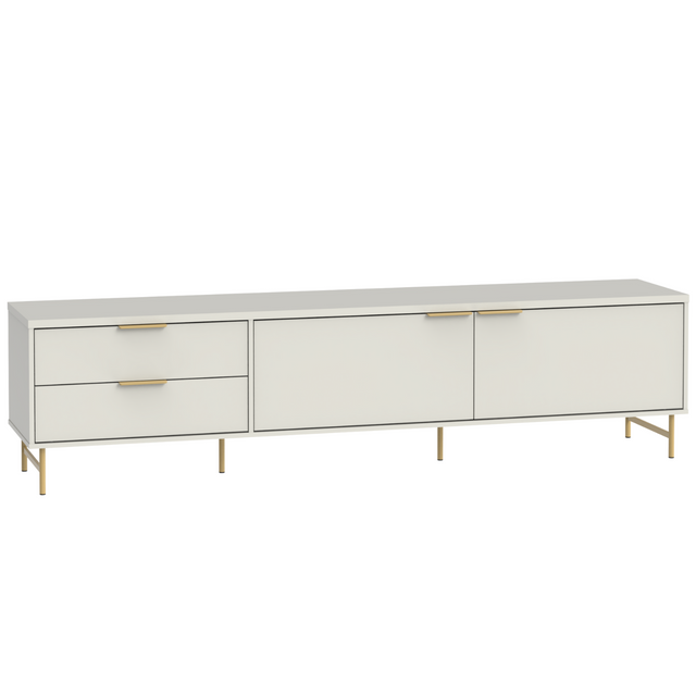 Rack para TVs até 75 Polegadas Yves 220cm Off White Fosco com Dourado