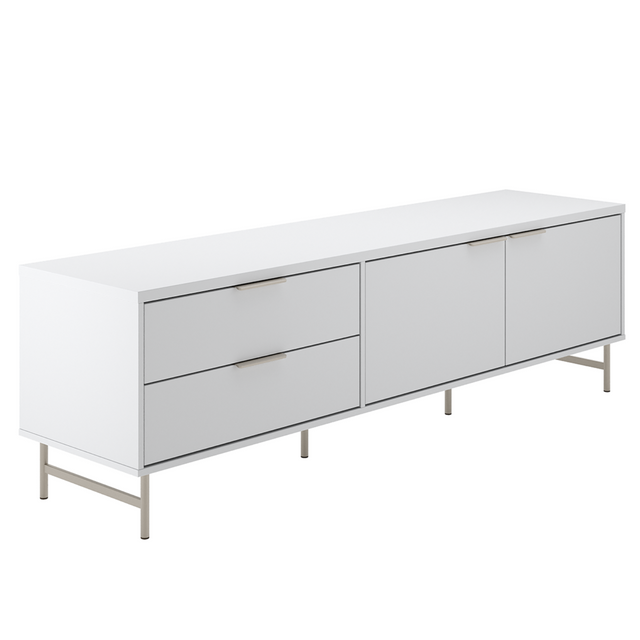 Rack para TVs até 75 Polegadas Yves 220cm Off White Fosco com Dourado