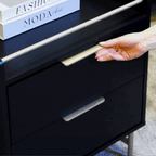 Mesa de Cabeceira c/ 2 Gavetas Yves Preto com Champanhe