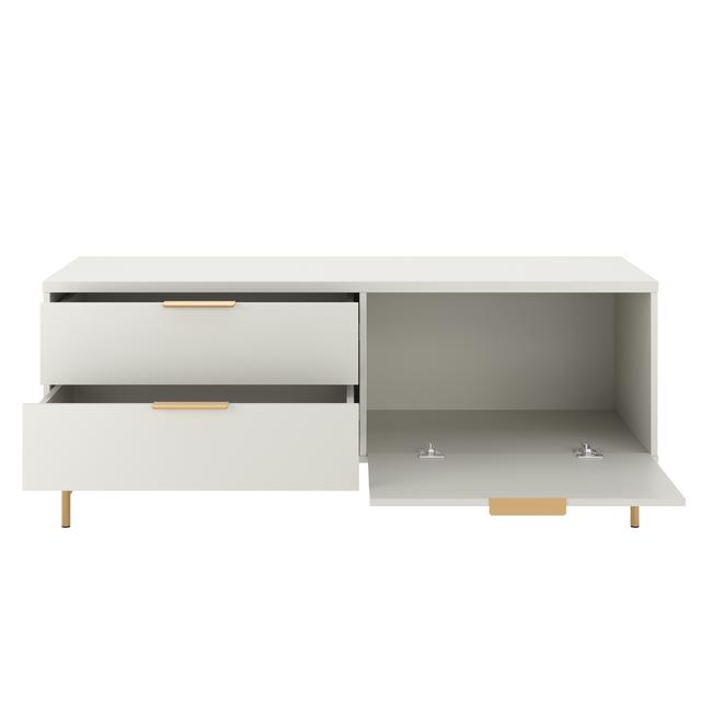 Rack para TVs até 50 Polegadas Yves 135 cm Off White Fosco com Dourado