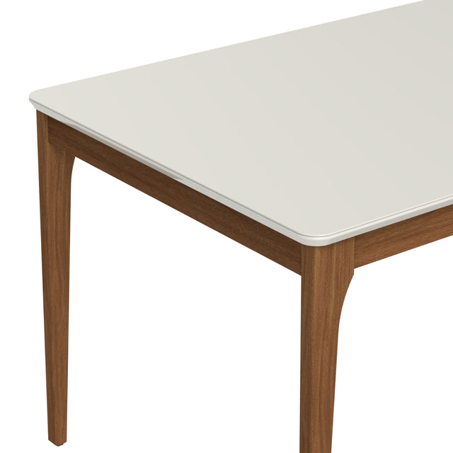 Mesa de Jantar Ella Retangular 160cm com Vidro Off White c/ Canella