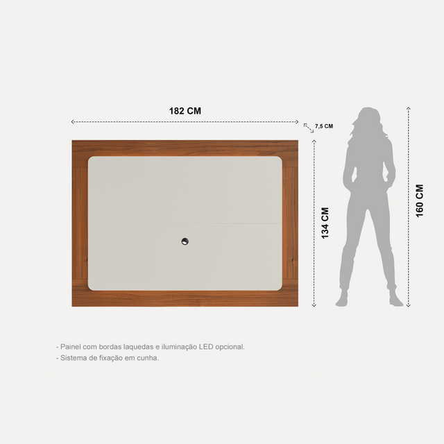 Painel para TVs até 75 Polegadas Oslo 182cm Off White Fosco com Canella
