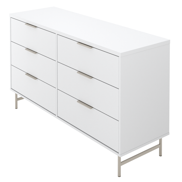 Cômoda 6 Gavetas Yves 135cm Off White com Dourado
