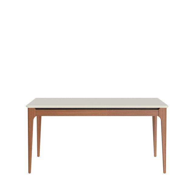 Mesa de Jantar Addar 135 cm - Natural c/ Vidro Off White