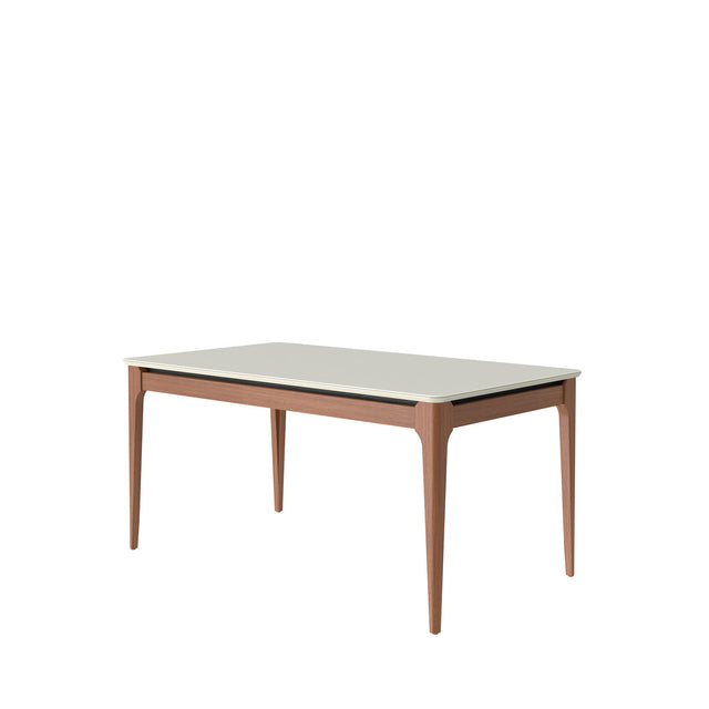 Mesa de Jantar Addar 160 cm - Natural c/ Vidro Off White