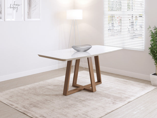 Mesa de Jantar Bennett c/ Vidro 180 cm - Natural c/ Vidro Off White