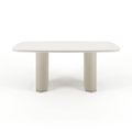 Mesa de Jantar Lintz 184 cm - Off White Fosco c/ PU Bege - Champanhe