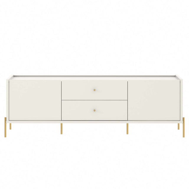 Rack para TVs até 75 Polegadas Jasper 220 cm Off White Fosco com Dourado