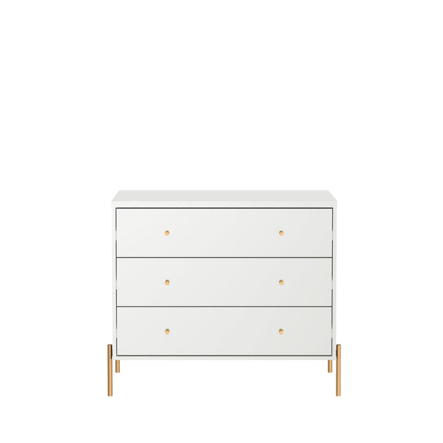 Cômoda com 3 Gavetas Jasper 94cm Canella e Off White com Champanhe