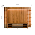 Estante para TV até 85 Polegadas com Prateleiras e Cristaleira Vidro Reflecta 100% MDF com Led Lincoln Float 291cm