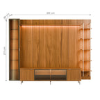 Estante para TV até 85 Polegadas com Prateleiras e Cristaleira Vidro Reflecta 100% MDF com Led Neon Float 291cm
