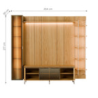 Estante para TV até 75 Polegadas com Prateleiras e Cristaleira Vidro Reflecta 100% MDF com Led Lincoln Float 254cm