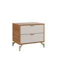 Mesa de Cabeceira 2 Gavetas Glow 60 cm Canella e Off White com Champanhe