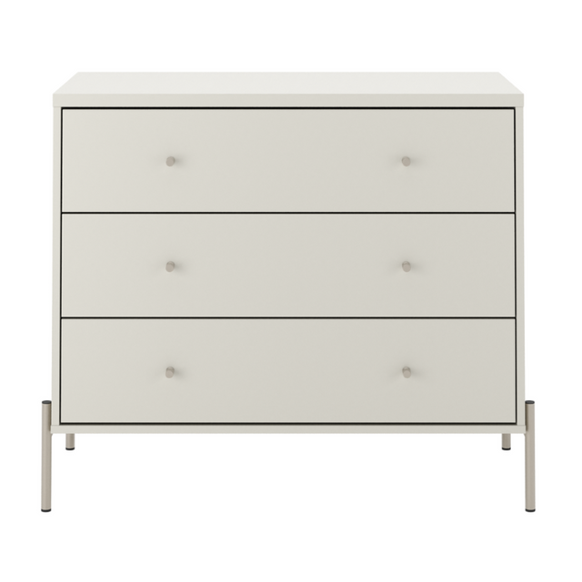 Cômoda com 3 Gavetas Jasper 94cm Canella e Off White com Champanhe