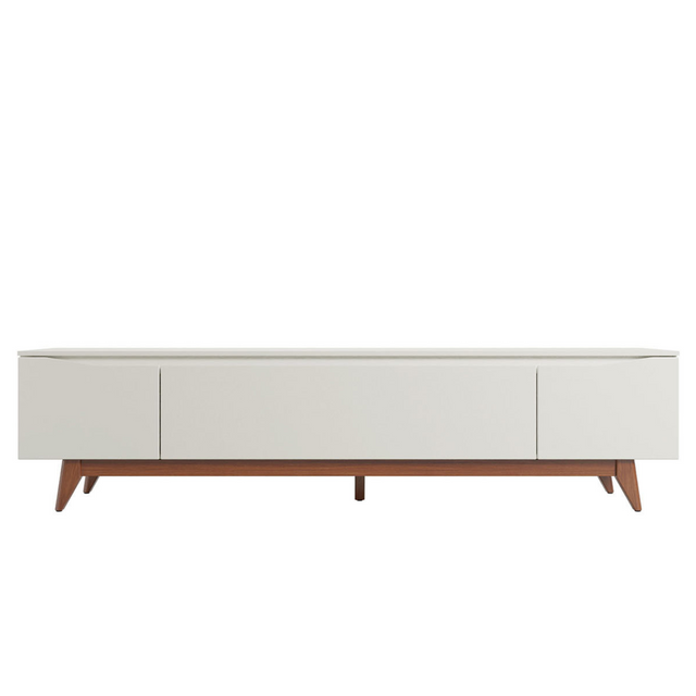 Rack Flynt para TVs até 75 Polegadas 3 Portas 220 cm Off White com Natural