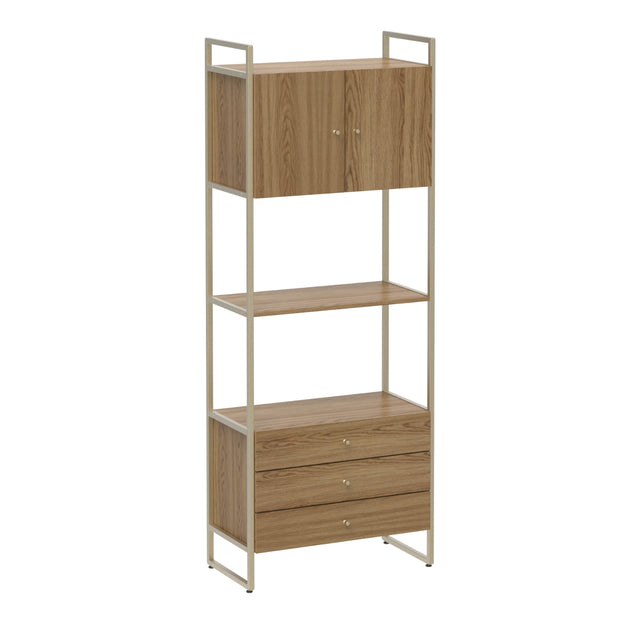 Estante com 3 Gavetas Voss 75 cm - Freijó c/ Champanhe