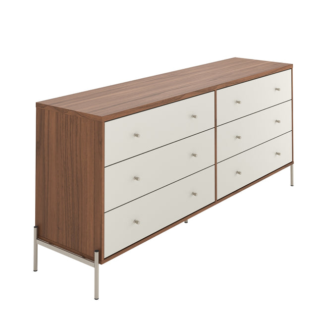 Cômoda 6 Gavetas Jasper 182 cm Branco Gloss com Dourado